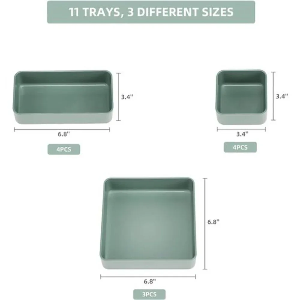 Stackable Drawer Organizer Set Makeup Vanity Desk Storage Bins Kitchen Office